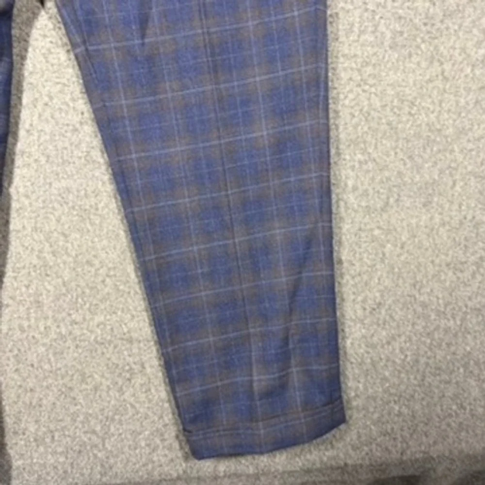 Giles & Jasper Mens Blue Plaid Wool Blend 2 Piece Suit 50L 44W 30L Blazer Pants